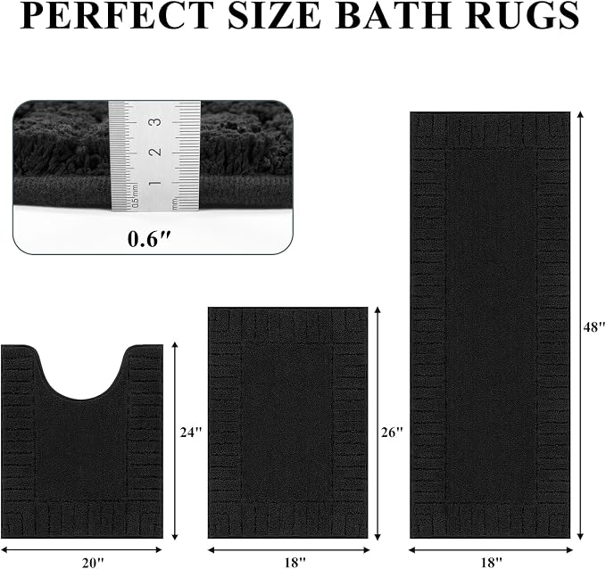 Pauwer Bathroom Rugs Sets 3 Piece Bathroom Shower Rugs - Image 2