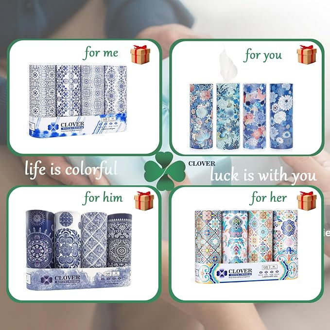 CLOVER Car Tissue Holder with Facial Tissues Bulk, 4 Tubes Lotion, Travel - Image 9