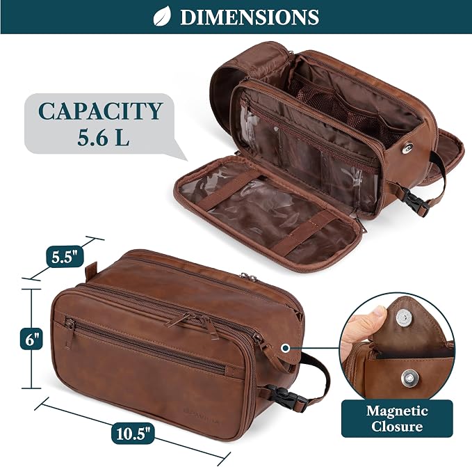 PAVILIA Toiletry Bag for Men Women, Mens Travel Bag Toiletries Organizer Case - Image 5