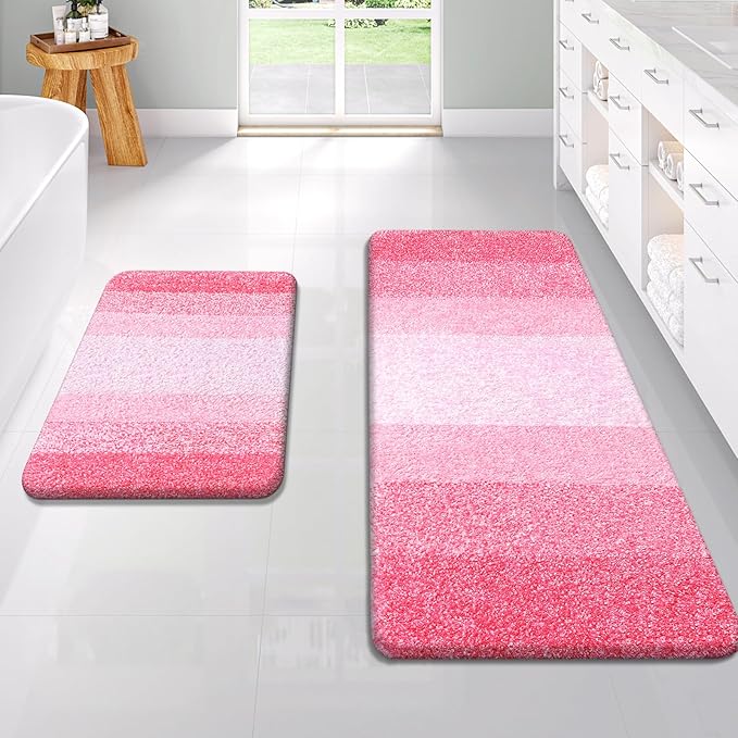 OLANLY Bathroom Rug Set 2 Piece, Soft Absorbent Microfiber Bath Rug Set by OLANLY