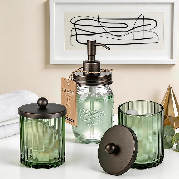 Amolliar Sage Green Glass Apothecary Jar - Image 8