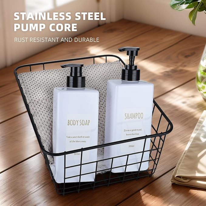 Shampoo and Conditioner Dispenser Modern Refillable Shampoo Pump Bottles - Image 4
