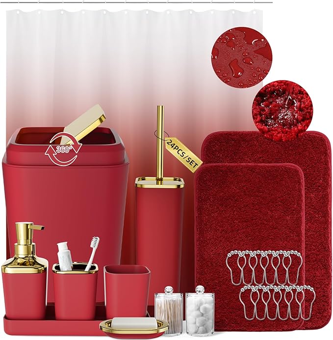 Burgundy Bathroom Accessories Set by BetterbathroomwithXLHOME