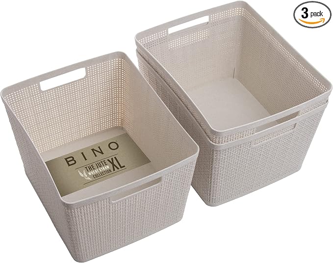 BINO Woven Plastic Basket | Large, Space-Saving Storage, Stylish Design | by BINO