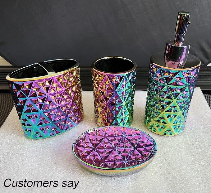 Colorful Bathroom Accessories Set 4 Pcs, Lotion Soap Dispenser, Soap Dish - Image 6