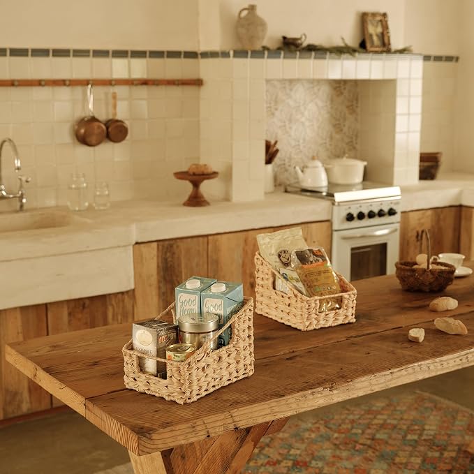 GRANNY SAYS Wicker Basket with Handles, Trapezoid Decorative Baskets, Woven - Image 4