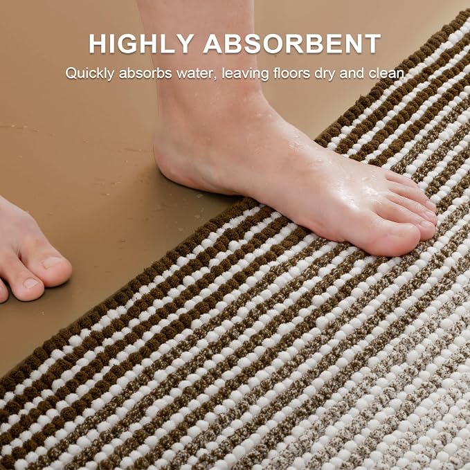 BSICPRO Bathroom Rugs and Mats Sets, 2 Piece Thick Absorbent Chenille Bath Mat - Image 5