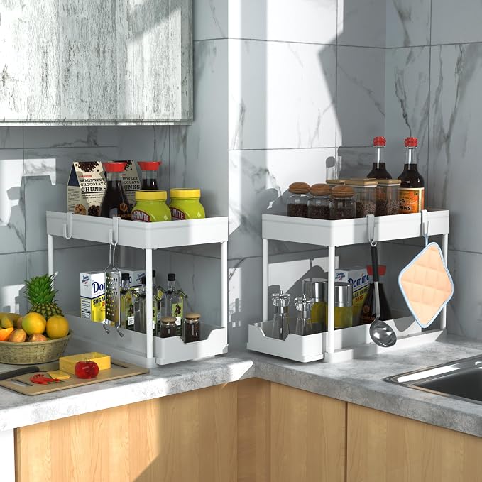 2 Pack Under Sink Organizer, 2 Tier Bathroom Cabinet Organizer - Image 5