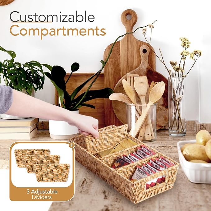 Nature-Inspired Rattan Pantry Organizer Baskets Set of 2 - Image 4