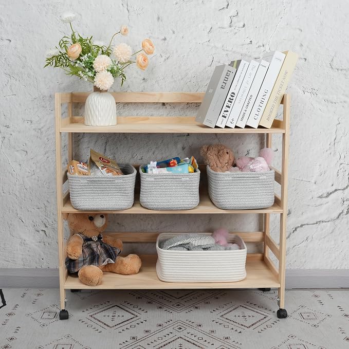 Small Woven Storage Baskets 12“X8”X5“ Decorative Rope Bins - Image 4