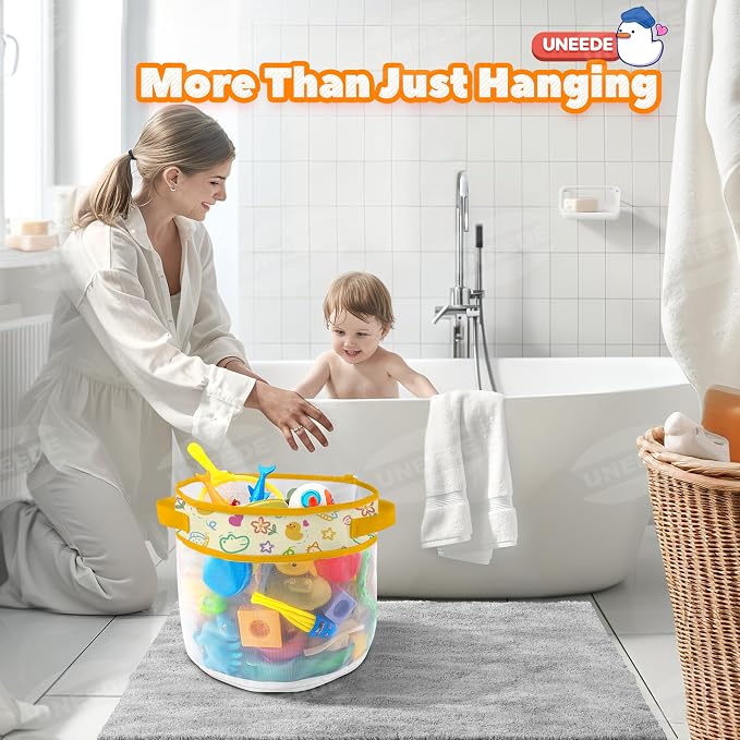 UNEEDE Duck Print Bath Toy Organizer, 4.15 Gallons Bathtub Toy Holder, Quick - Image 2
