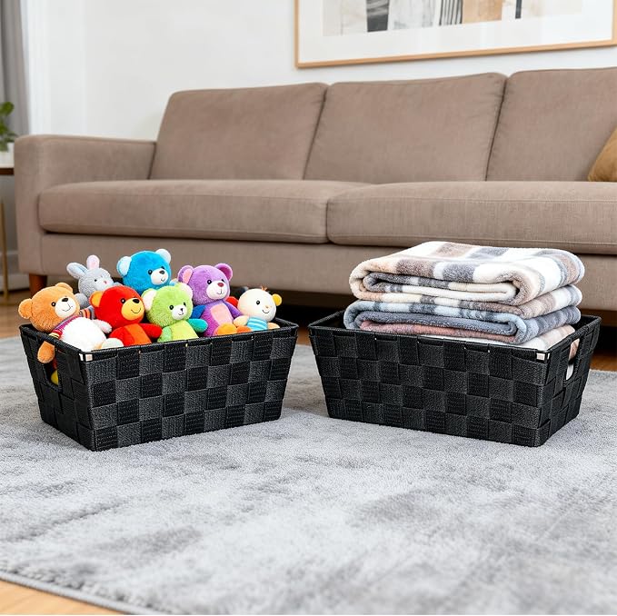 homyfort Black Storage Baskets for Shelves, Woven Shelf Baskets for Organizing - Image 6