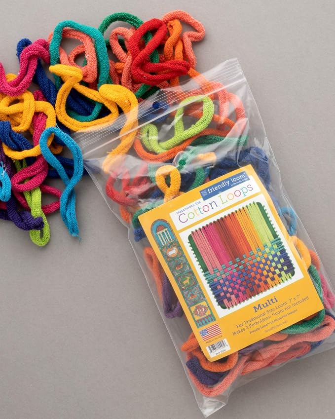 Friendly Loom | 7” Traditional-Sized Multicolor Potholder Weaving Loops | Craft - Image 2