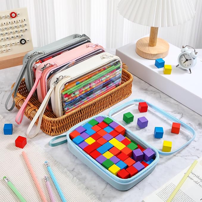 4 Pcs Hard Clear Zipper Case Hard Shell Plastic Pencil Case Large Transparent - Image 5
