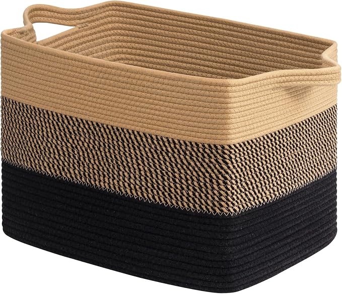 Goodpick Large Woven Basket 18" x 14" x 12" Cotton Rope Storage Baskets by Goodpick