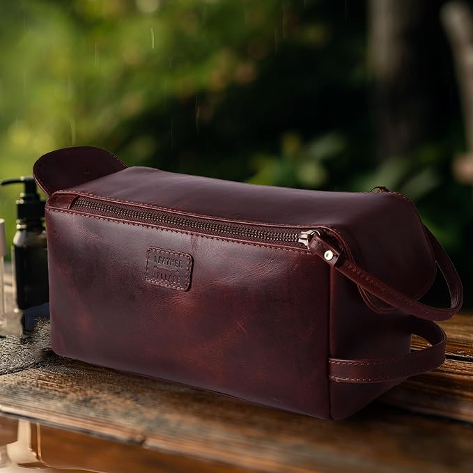 LEATHER VILLAGE Genuine Leather Travel Toiletry Bag - Image 7