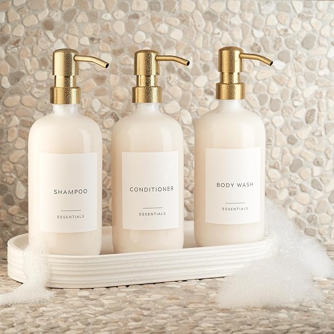 Stylish Shampoo and Conditioner Dispenser Set of 3 - Image 2