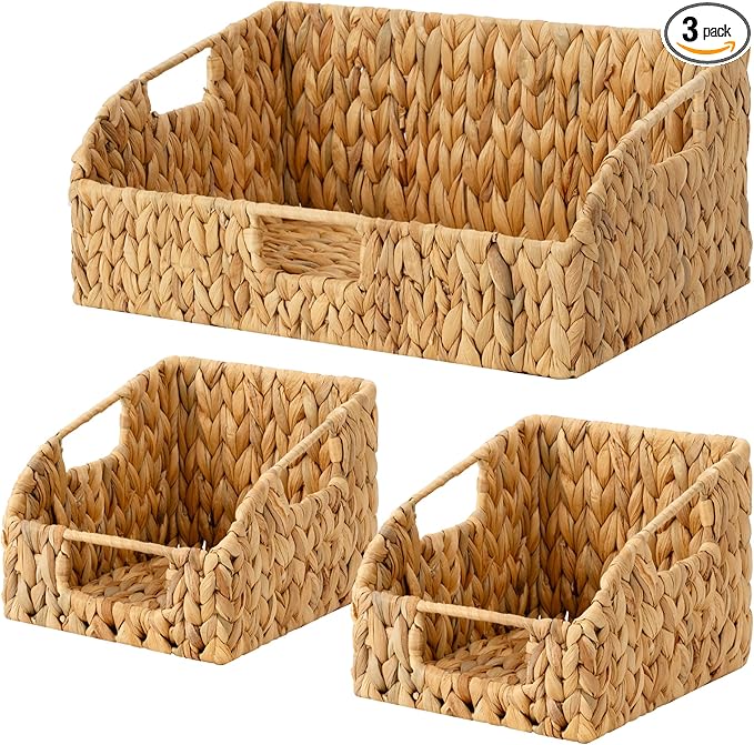 StorageWorks Water Hyacinth Pantry Storage Baskets, Wicker Baskets by StorageWorks