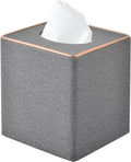 Linen Square Tissue Box Holder Cube Tissue Box Cover－Rosegold Leather Recorate by RHCSZ