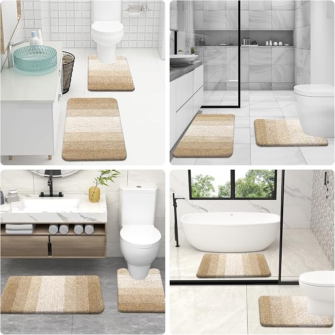 OLANLY Bathroom Rugs Sets 3 Piece, Soft Absorbent Microfiber Bath Mats and - Image 8