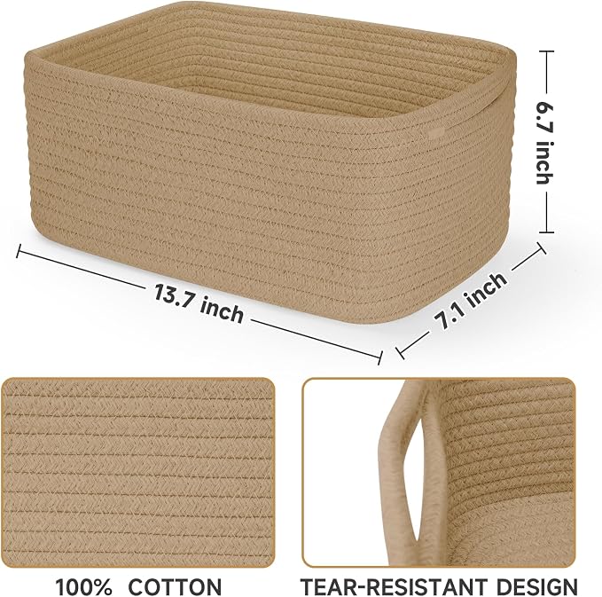3-Pack Storage Baskets for Organizing | Woven Shelf Toy Basket | Rope Baskets - Image 3