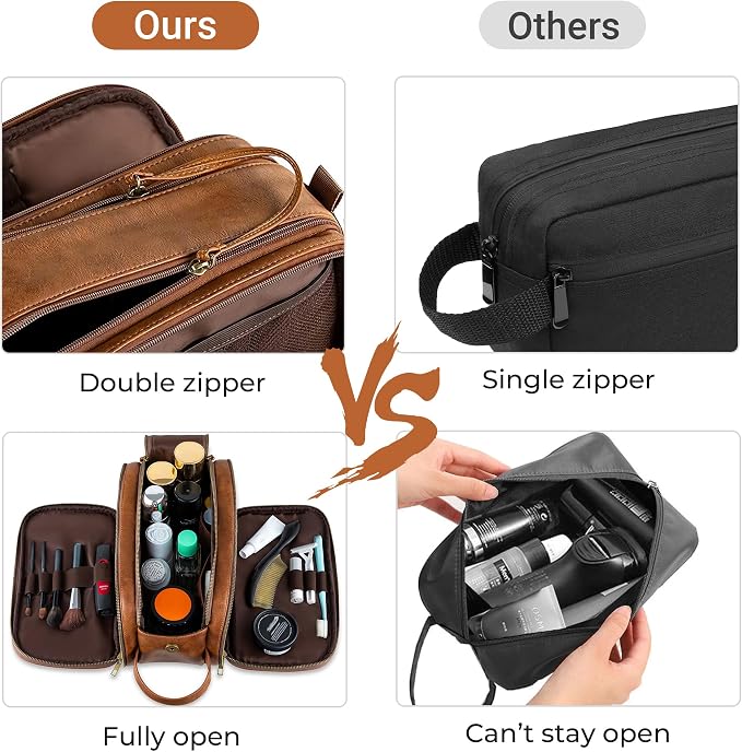 Elviros Travel Toiletry Bag for Men, Shaving Dopp Kit Water-resistant Bathroom - Image 4