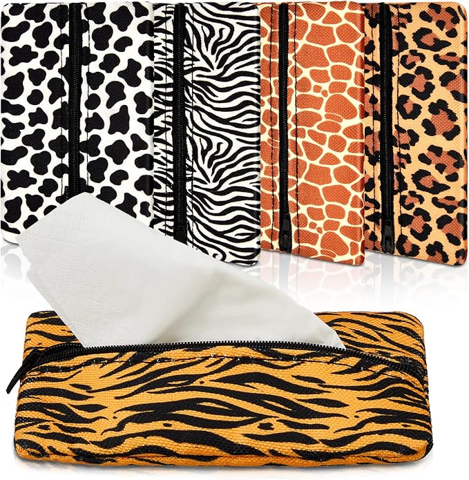 Sherr 5 Pcs Tissues Purse Pocket Holder Reusable Travel Pouch Fabric Zipper by Sherr