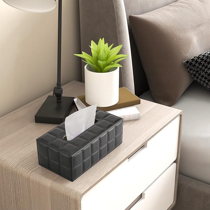 KINGFOM Rectangular Tissue Box Cover, Imitation Suede PU Leather Tissue Box - Image 6