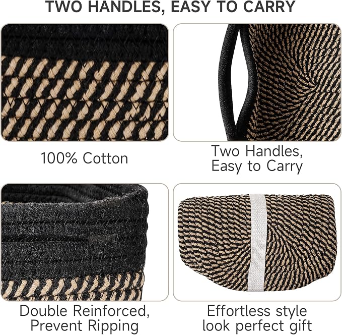 3-Pack Storage Baskets for Organizing | Woven Shelf Toy Basket | Rope Baskets - Image 3