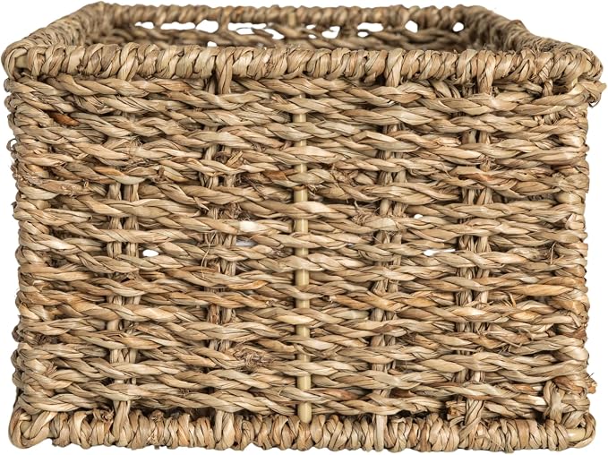 Household Essentials Handwoven Seagrass Rectangular Storage Basket - Image 4