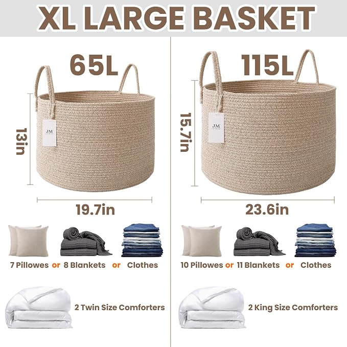 65L Extra Large Blanket Basket for Living Room - Image 3