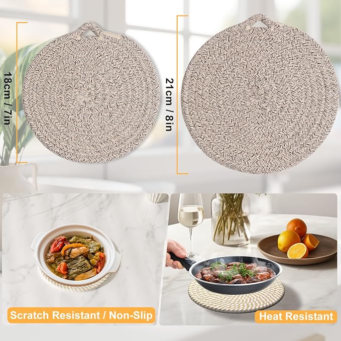 7" Trivets for Hot Dishes, 6 Pack Hot Pads for Kitchen Counter & Dining Table - Image 7
