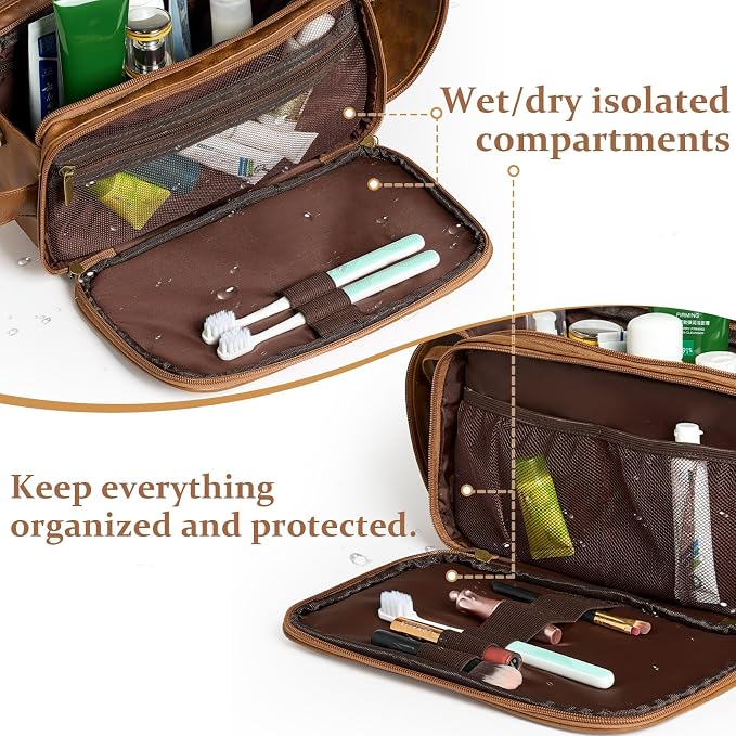 Janhavi Large Leather Toiletry Bag - Image 9