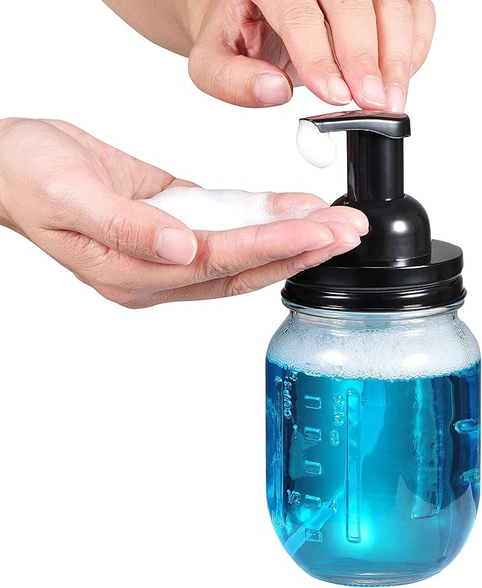 Amolliar Mason Jar Foaming Soap Dispenser, Rustproof Stainless Steel Lid - Image 3