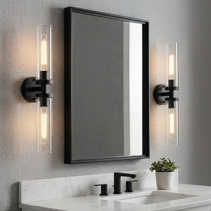 Wall Sconces Set of 2, Hardwired Bathroom Light Fixtures, Modern Bathroom - Image 5