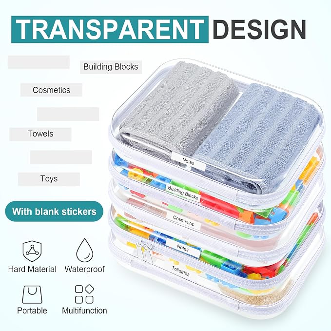 Sanwuta 10 Pcs Hard Zipper Case Clear Hard Pouches Plastic Zipper Pencil Box - Image 4