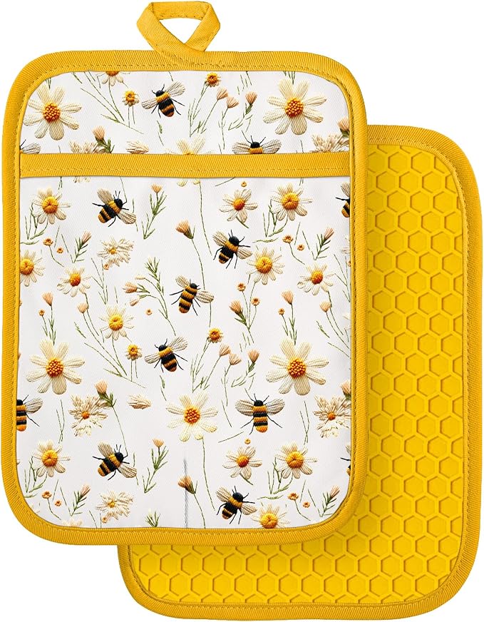 Slohif Silcone Daisy Bee Pot Holders by Slohif