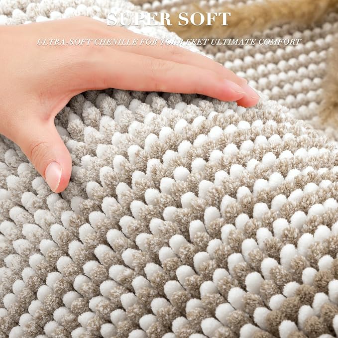 Bathroom Rugs and Mats Sets, 2 Piece Thick Absorbent Chenille Bath Mat Rug Set - Image 3