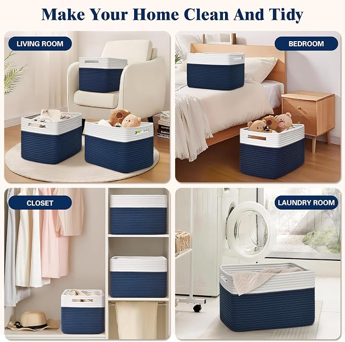 Storage Baskets for Organizing, 4 Pack Baskets for Shelves, Decorative Storage - Image 6