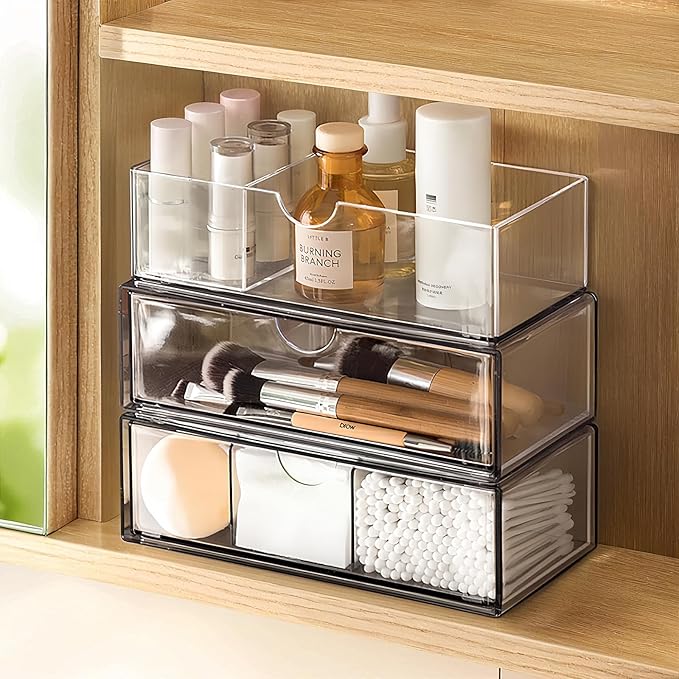 Medicine Cabinet Organizer 3 Pack, Plastic Stackable Storage by PAVSTINE