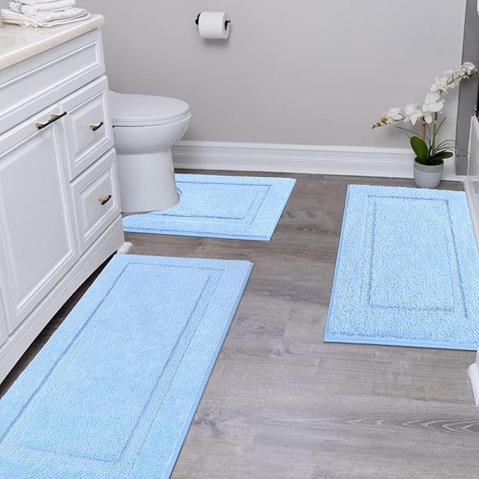 SHACOS Soft Fluffy Bathroom Runner Rugs Set of 3 Bath Mats - Image 2