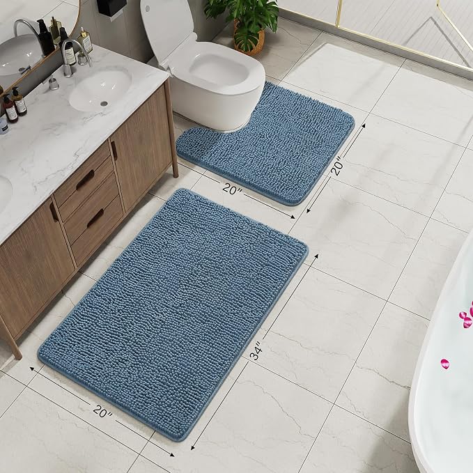 AROGAN Bathroom Rug Sets 2 Piece, Washable Bath Rug Set, Absorbent Soft Non - Image 2