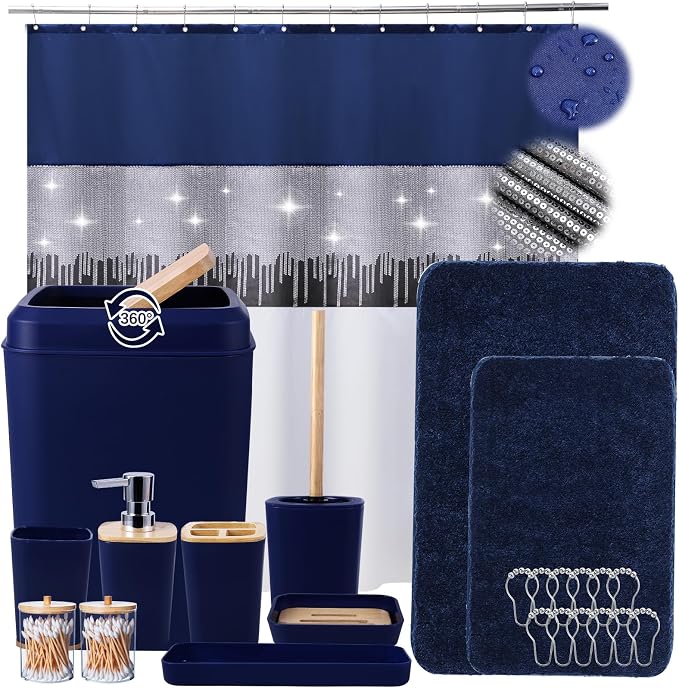 24PCS Bathroom Sets with Shower Curtain and Rugs by BetterbathroomwithXLHOME