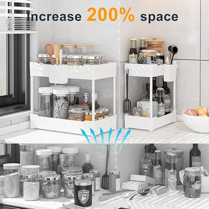 2 Pack Under Sink Organizer, Under Bathroom Cabinet Organizer - Image 2