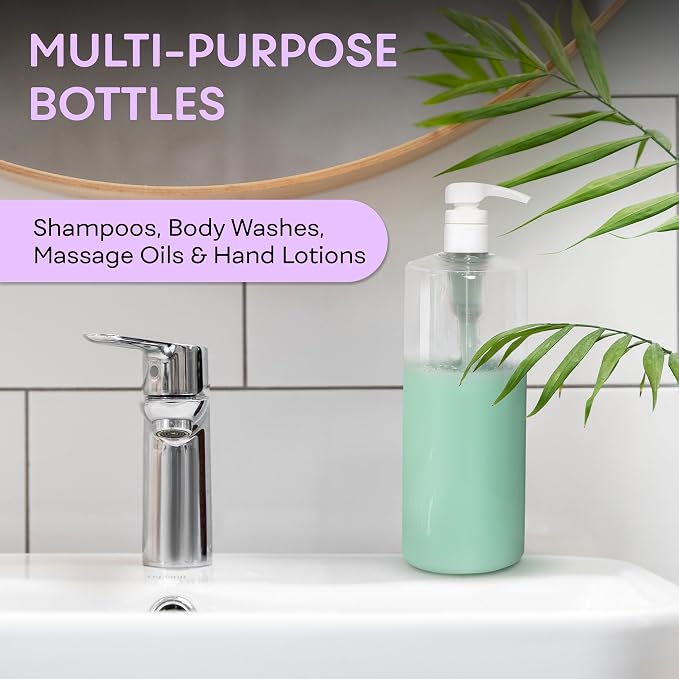 BRIGHTFROM Empty Shampoo Pump Bottles, 32 OZ / 1 Liter, BPA-Free Cylinder - Image 4