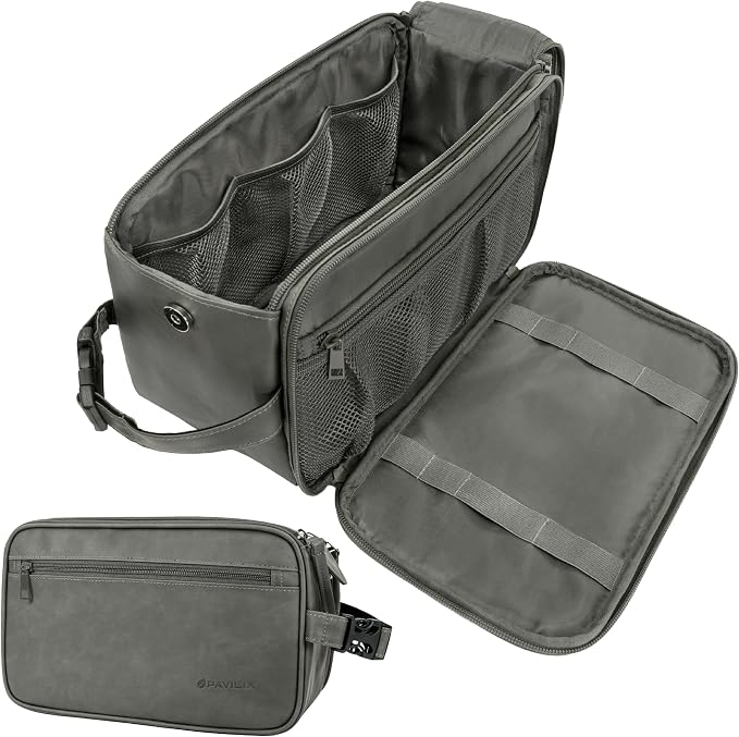 PAVILIA Toiletry Bag for Men, Travel Essentials Shaving Dopp Kit, Mens Travel by PAVILIA