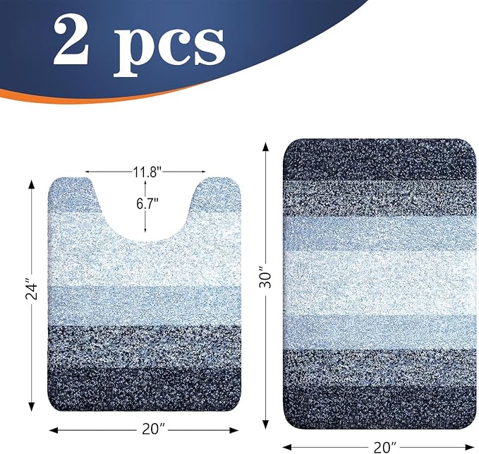 OLANLY Bathroom Rug Set 2 Piece, Soft Absorbent Microfiber Bath Mats and - Image 2