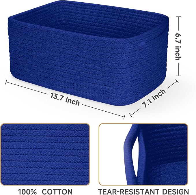 3-Pack Storage Baskets for Organizing | Woven Shelf Toy Basket | Rope Baskets - Image 3