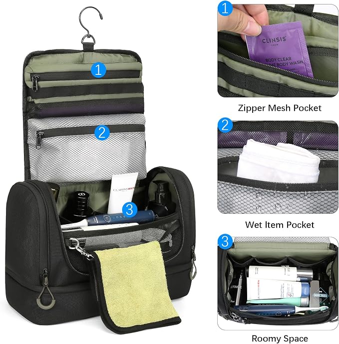 Toiletry Bag for Men, Handing Travel Toiletry Organizer Protable Water - Image 2