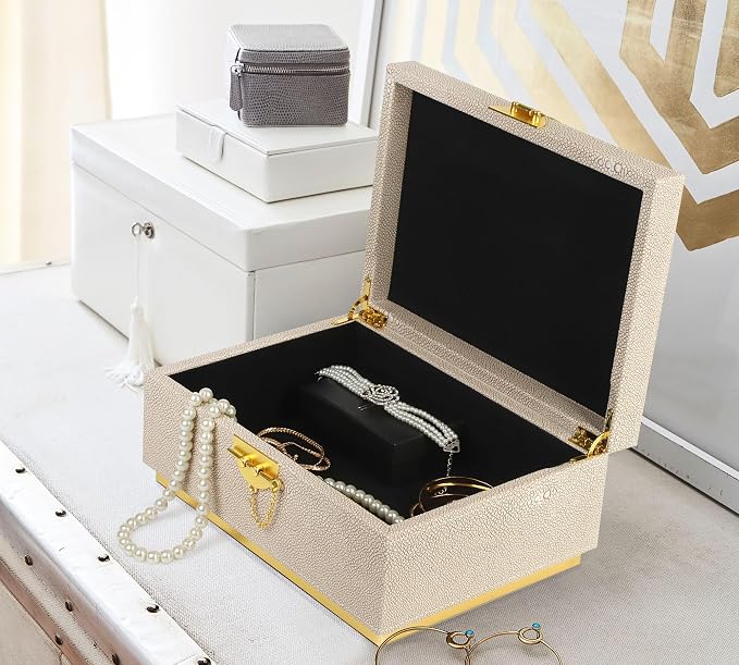 HofferRuffer Elegant Faux Leather Decorative Box, Storage Jewelry Box Organizer - Image 3